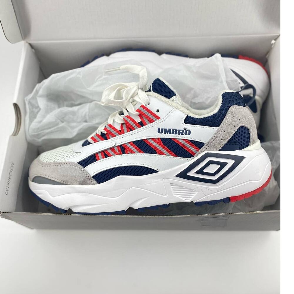 Umbro Men's Neptune White and Blue Chunky Sneaker 11us